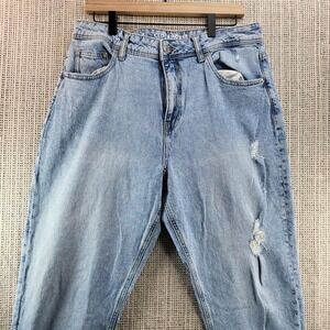 Clockhouse Jeans Womens 44 Light Wash High Rise Mom Tapered Distressed‎ Denim